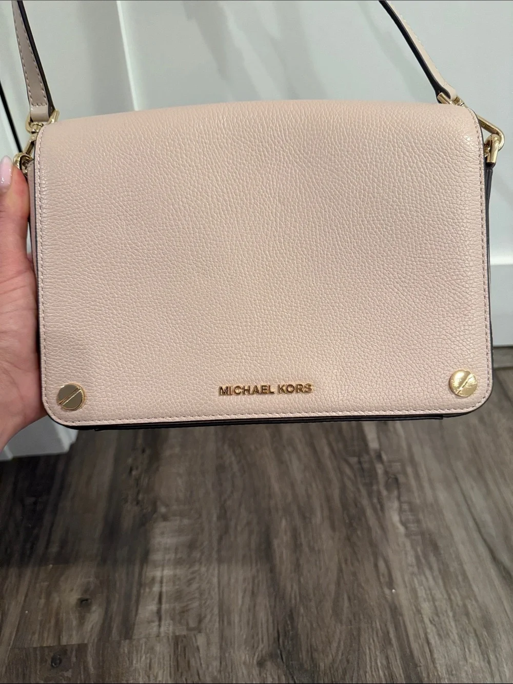 Michael Kors Pale Pink Pebbled Leather Crossbody